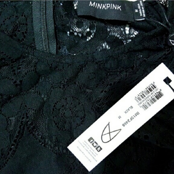 🍒NWT🍒 MINKPINK BLACK LACE MINI DRESS - Picture 8 of 8